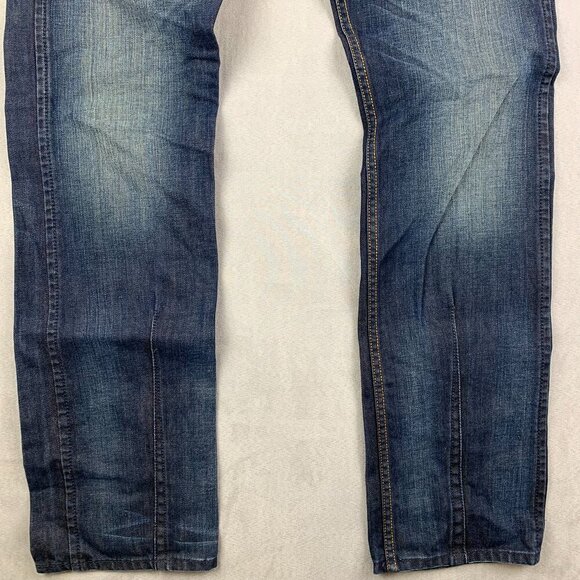 Diesel Mens Pants 30 Blue Jeans Deetak Slim Straight Dark Wash Rigid Italy 30x32 - Picture 3 of 15